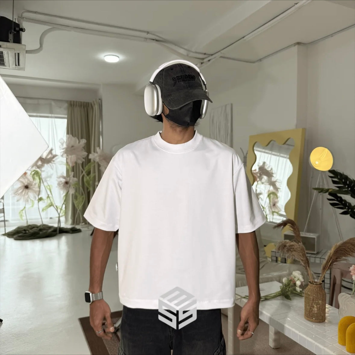 PLAIN [BOXY FIT] T Shirt Cotton 280GSM White & Black Tee (S-2XL) Backprint Lengan Separuh Cutting Oversized Baggy Fit