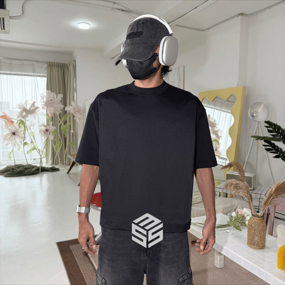 PLAIN [BOXY FIT] T Shirt Cotton 280GSM White & Black Tee (S-2XL) Backprint Lengan Separuh Cutting Oversized Baggy Fit