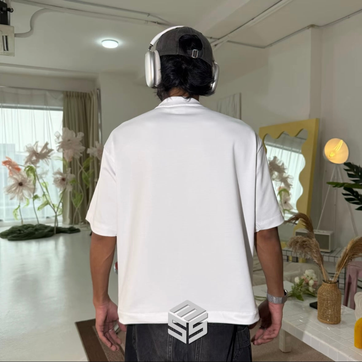 PLAIN [BOXY FIT] T Shirt Cotton 280GSM White & Black Tee (S-2XL) Backprint Lengan Separuh Cutting Oversized Baggy Fit