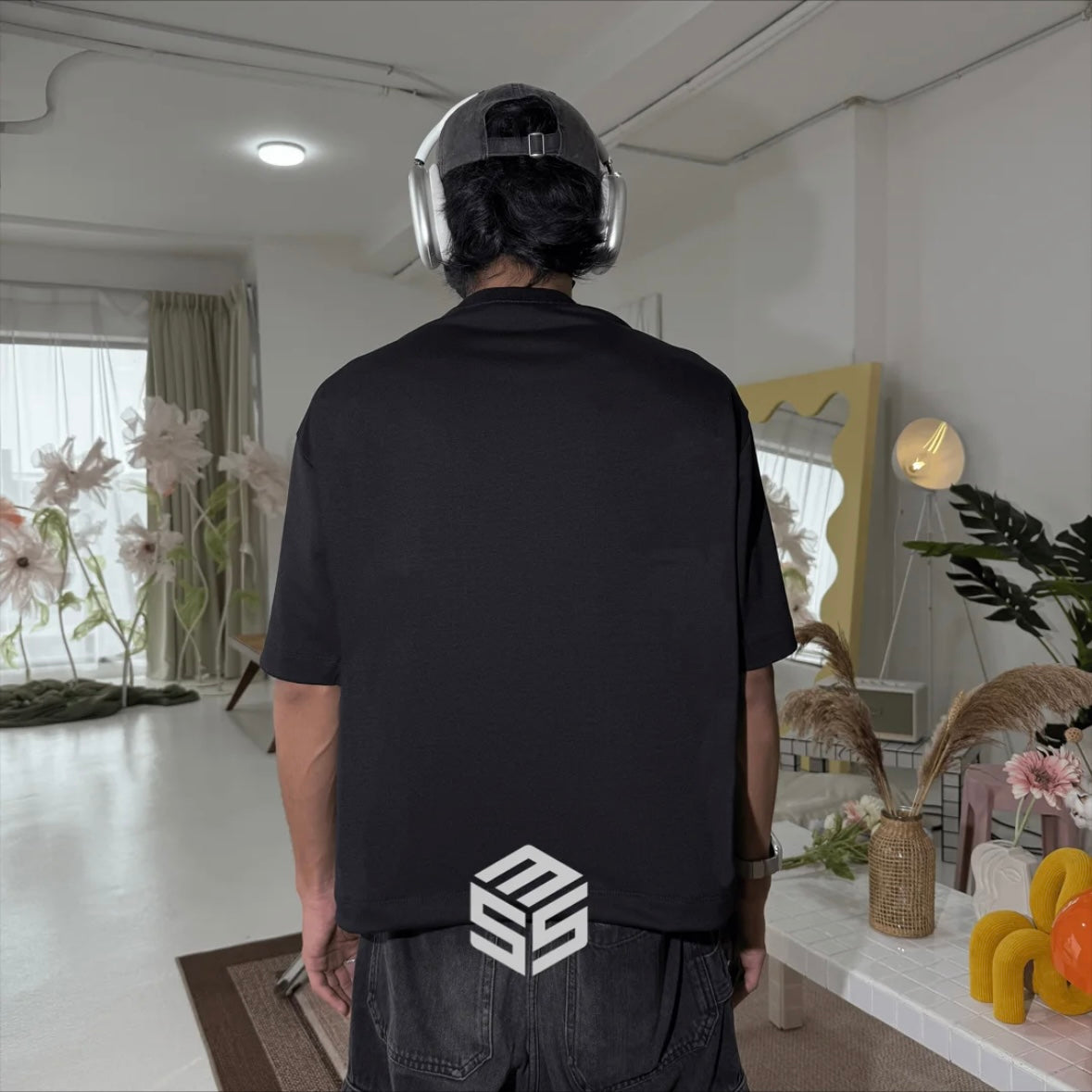 PLAIN [BOXY FIT] T Shirt Cotton 280GSM White & Black Tee (S-2XL) Backprint Lengan Separuh Cutting Oversized Baggy Fit