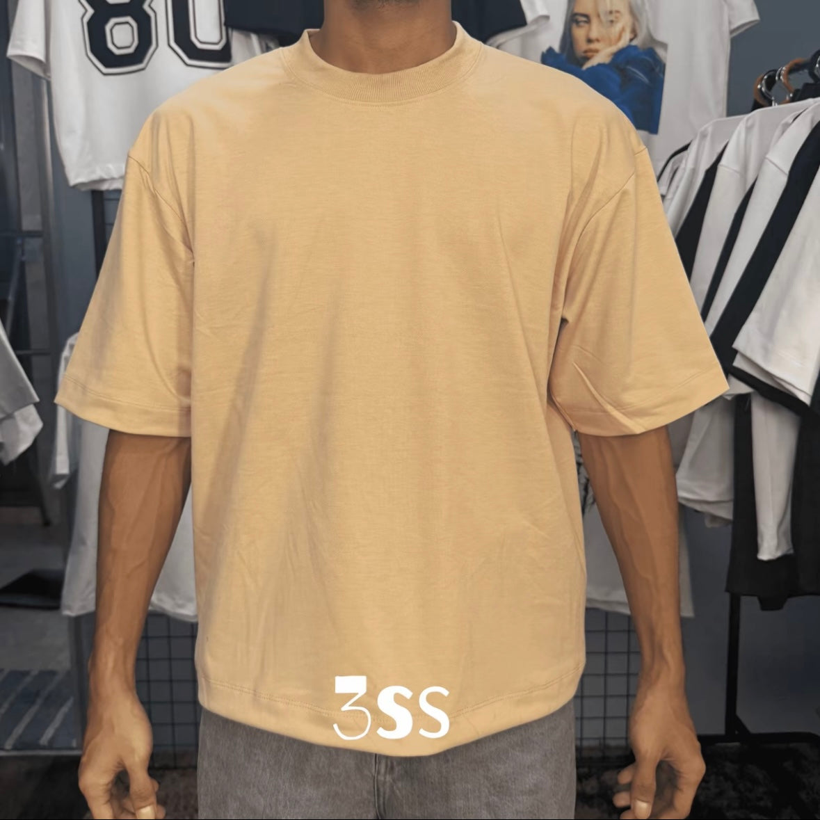 PLAIN [BOXY FIT] T Shirt Cotton 280GSM White & Black Tee (S-2XL) Backprint Lengan Separuh Cutting Oversized Baggy Fit