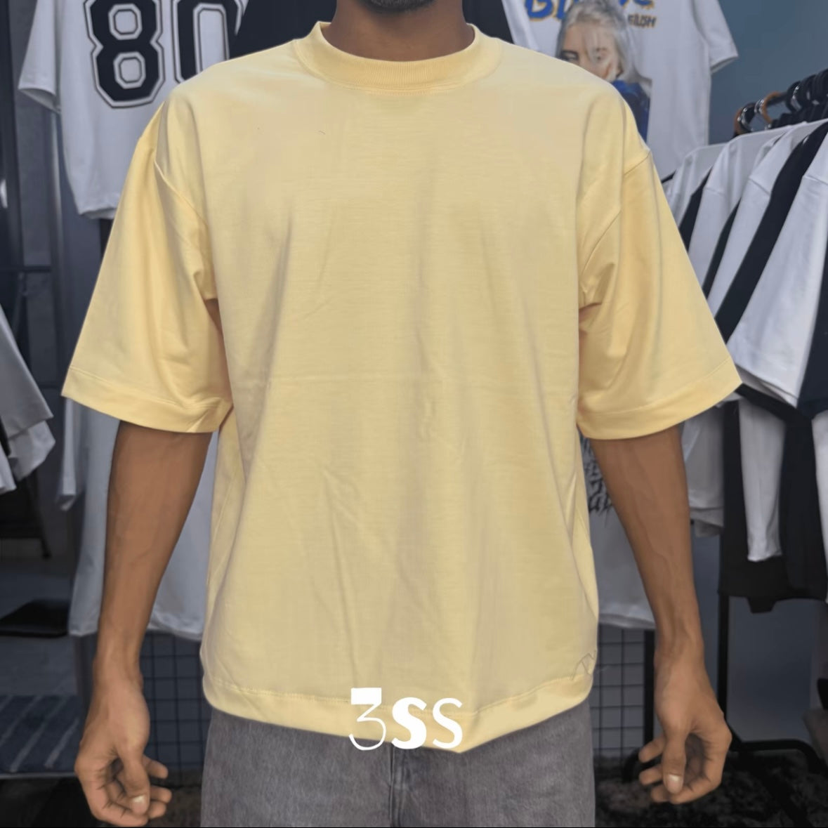 PLAIN [BOXY FIT] T Shirt Cotton 280GSM White & Black Tee (S-2XL) Backprint Lengan Separuh Cutting Oversized Baggy Fit