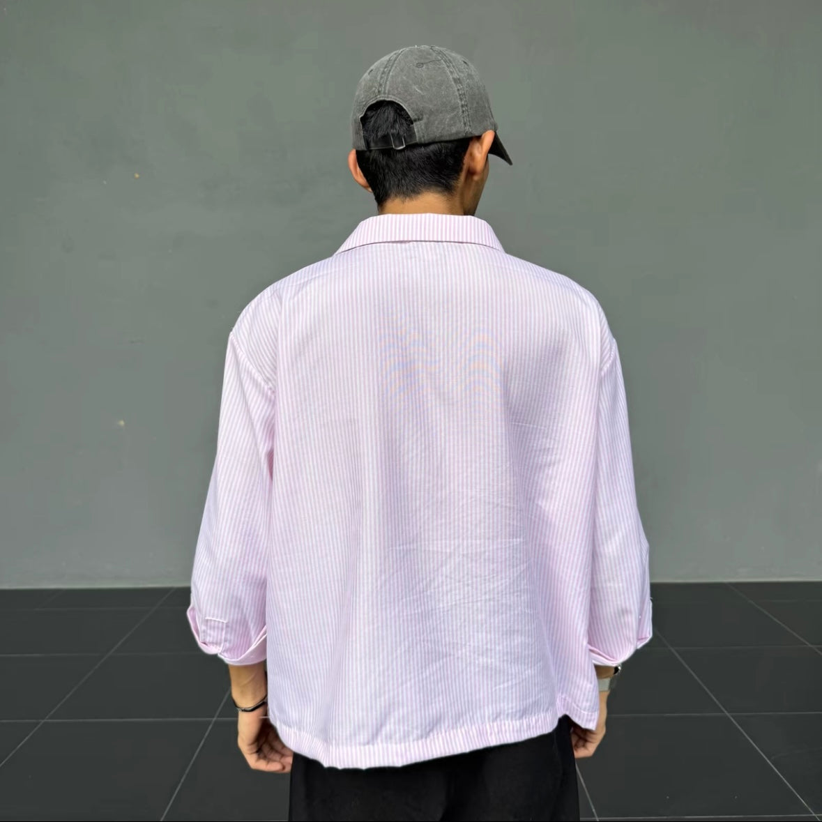 Kemeja Stripe Button Shirt [BOXY FIT] Full Cotton 200GSM (S-2XL) Baggy