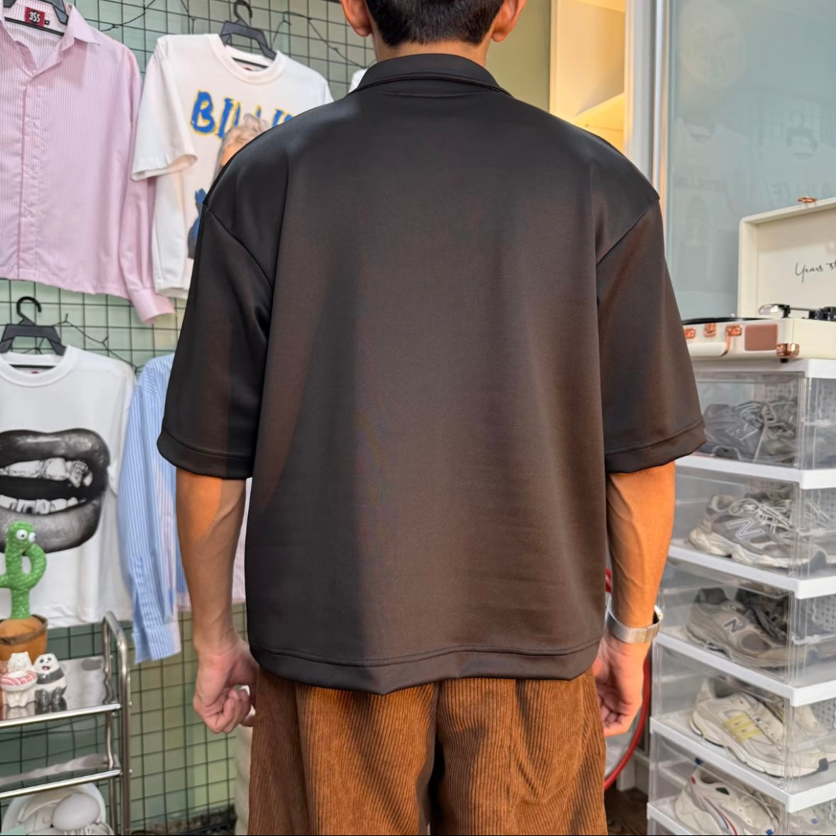 SCUBA HALF ZIPPER [BOXY FIT] Shirt 280GSM Black Tee (S-2XL) Lengan Separuh Cutting Oversized Baggy Fit