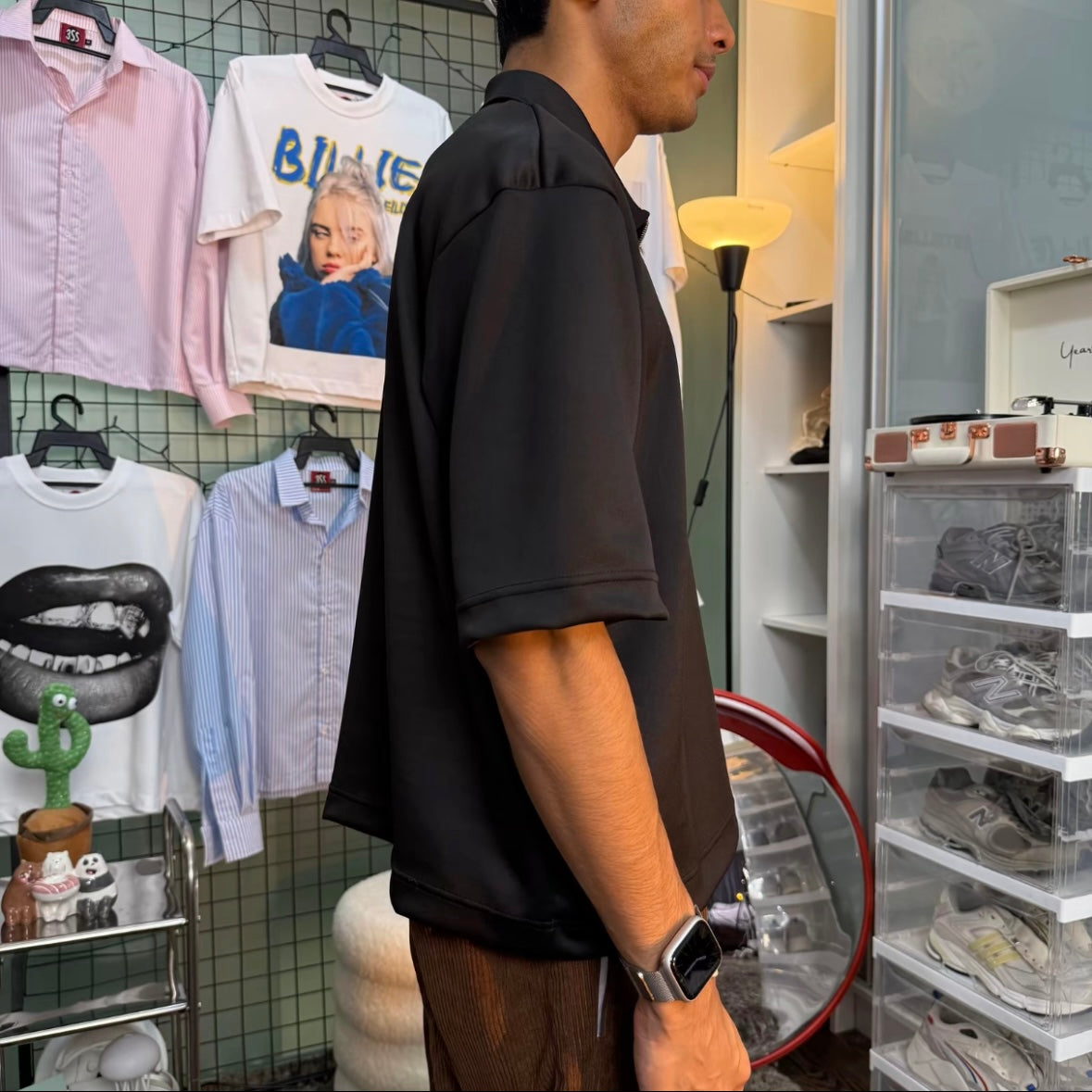 SCUBA HALF ZIPPER [BOXY FIT] Shirt 280GSM Black Tee (S-2XL) Lengan Separuh Cutting Oversized Baggy Fit