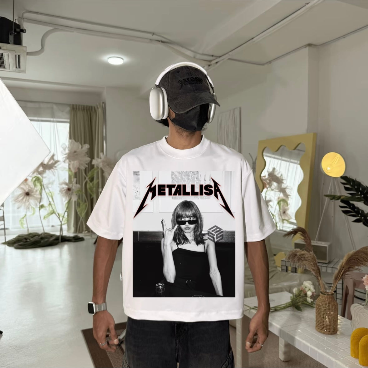 METALLISA [BOXY FIT] T Shirt Cotton 280GSM White & Black Tee (S-2XL) Lengan Separuh Cutting Oversized Baggy Fit