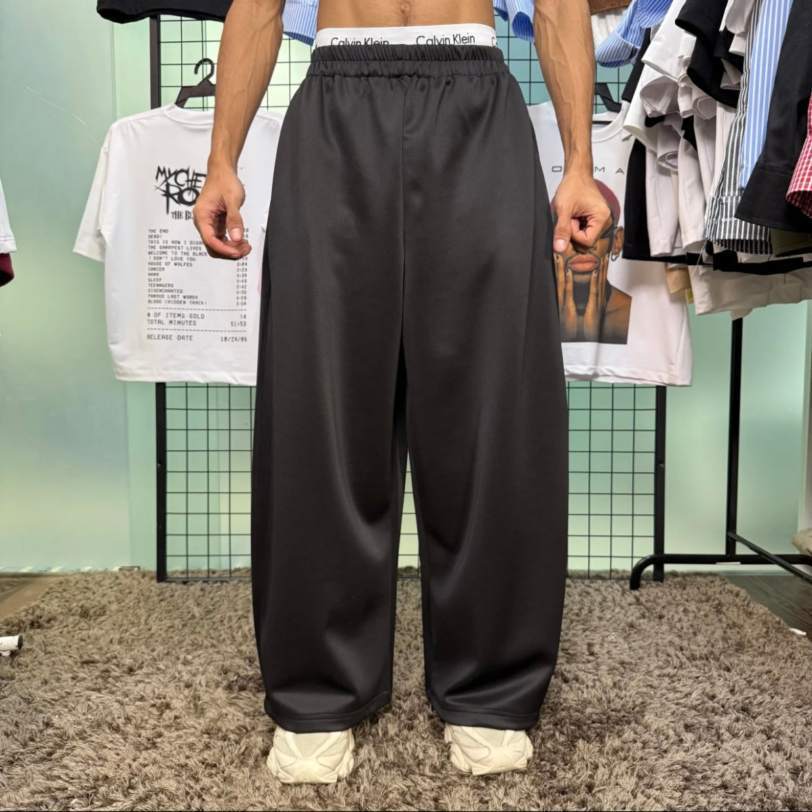 Scuba Sweatpants Balloon Fit Baggy Casual Cotton Lycra S-2XL