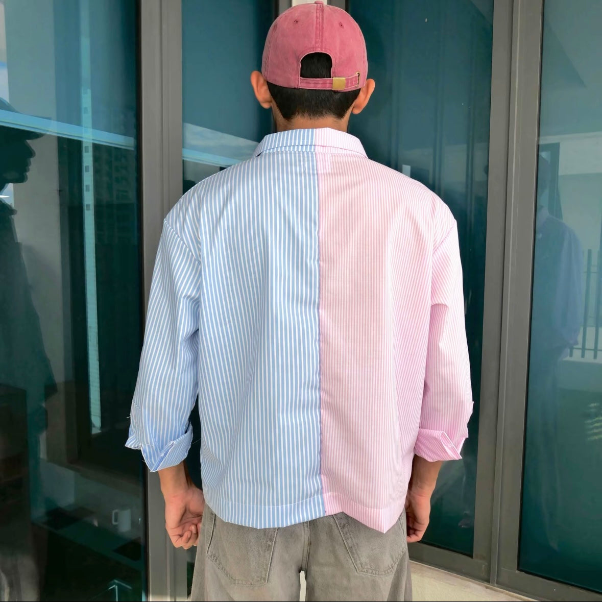 Kemeja Stripe Button Shirt [BOXY FIT] Full Cotton 200GSM (S-2XL) Baggy