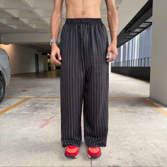 Stripe Baggy Pants Casual Full Cotton Baggy Fit Retro Style S-2XL