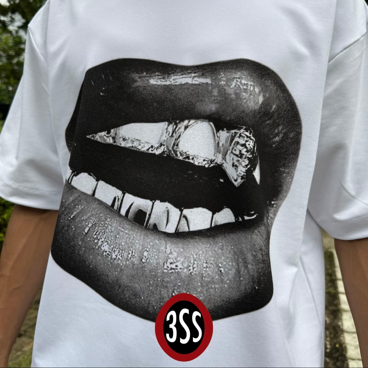 LIPS [BOXY] T Shirt Cotton 280GSM White & Black Tee (S-2XL) Lengan Separuh Cutting Oversized Baggy Fit