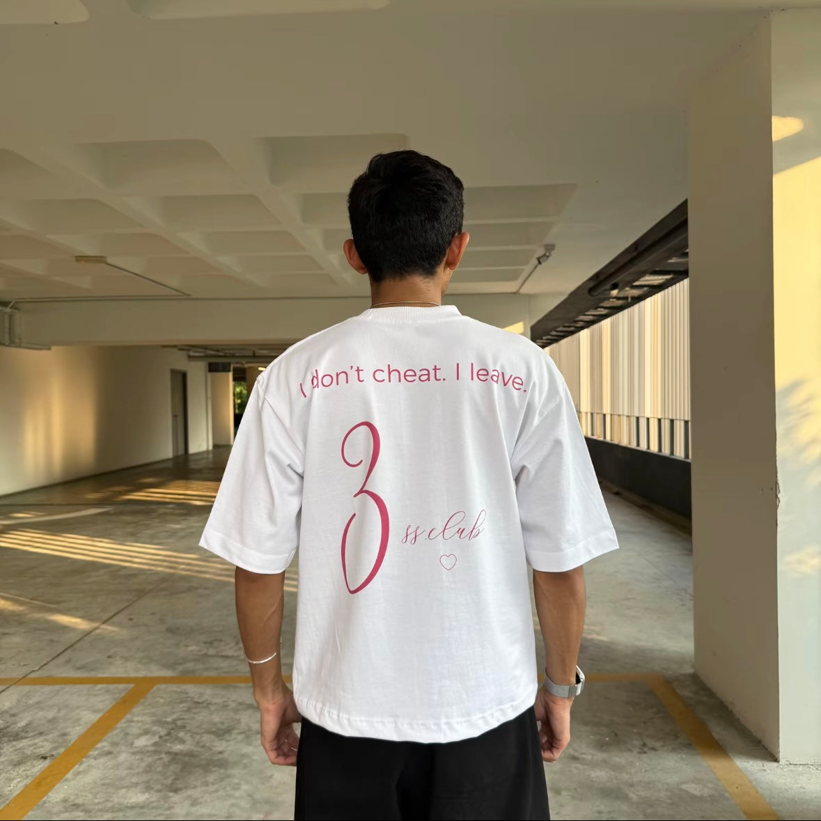 I DON'T CHEAT [BOXY] T Shirt Cotton 280GSM White & Black Tee (S-2XL) Lengan Separuh Cutting Oversized Baggy Fit