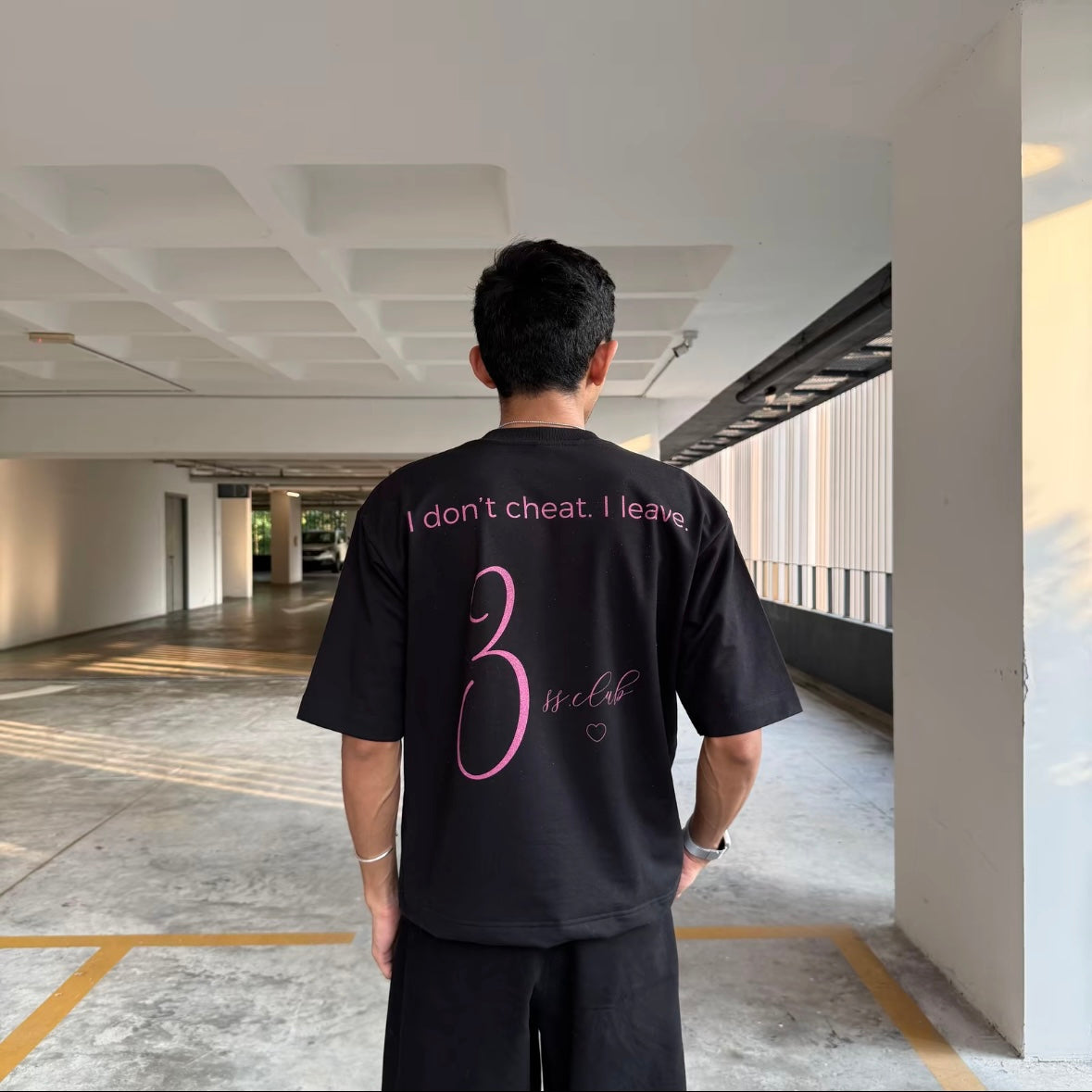 I DON'T CHEAT [BOXY] T Shirt Cotton 280GSM White & Black Tee (S-2XL) Lengan Separuh Cutting Oversized Baggy Fit