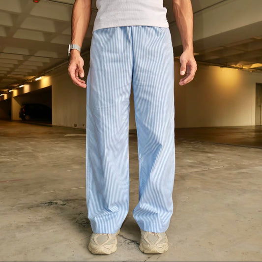 Stripe Pants Loose Fit Pyjamas Casual Full Cotton Baggy Fit Retro Style S-2XL