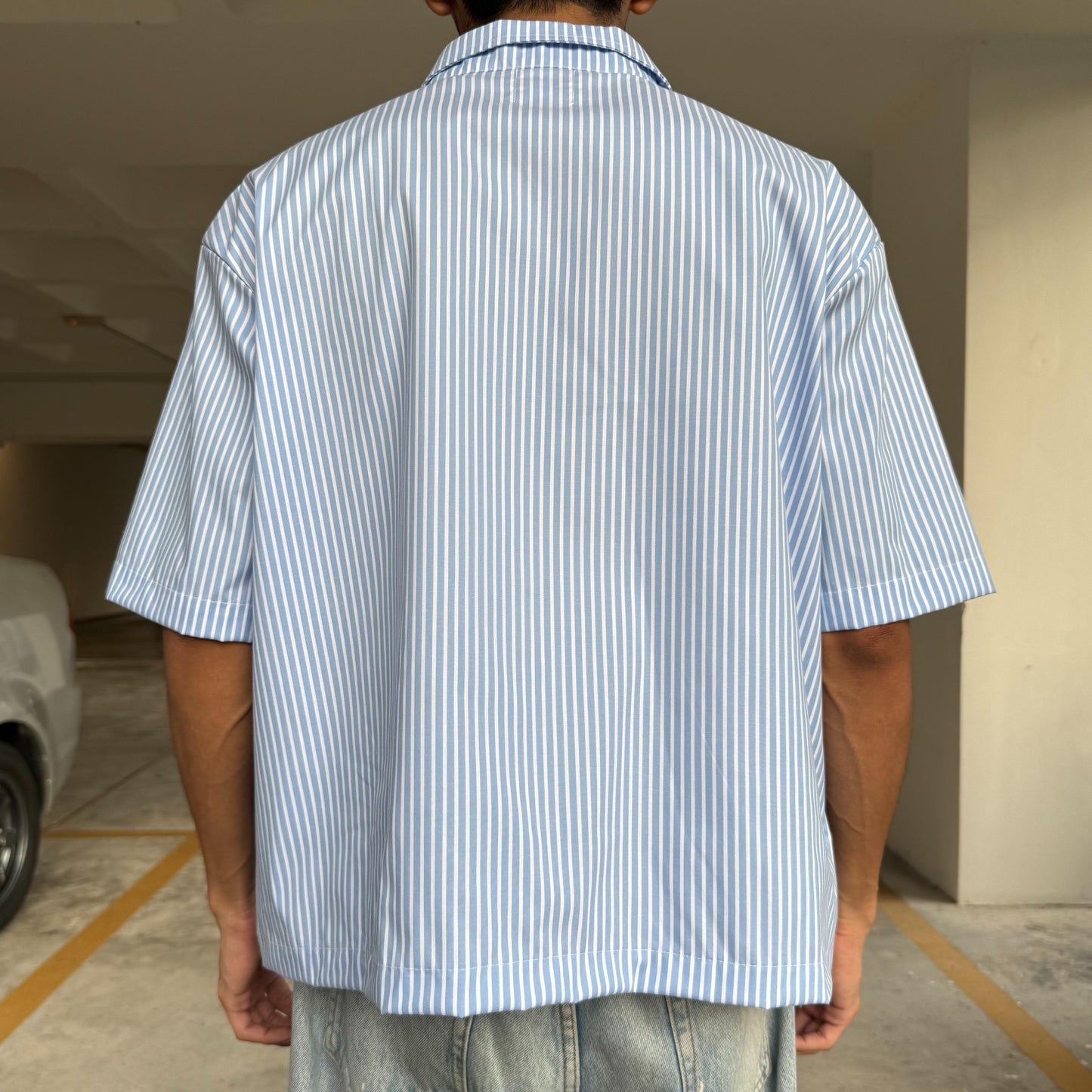 Kemeja Stripe Short Sleeve Button Shirt [BOXY FIT] Full Cotton 200GSM Half Sleeve (S-2XL) Baggy