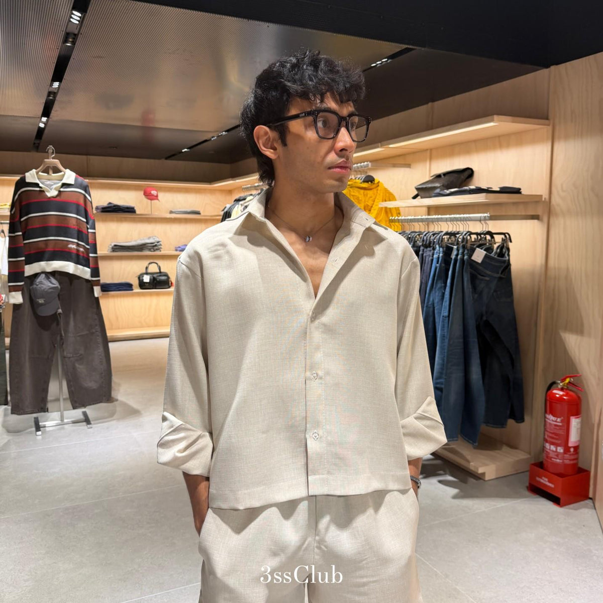 Linen Blend Boxy Shirt || One Set
