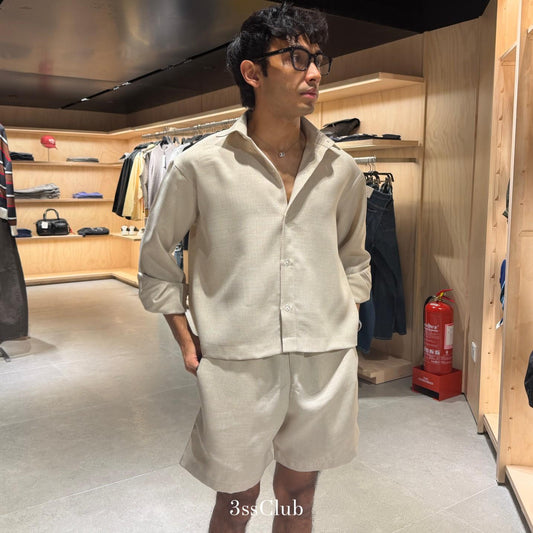 Linen Blend Boxy Shirt || One Set