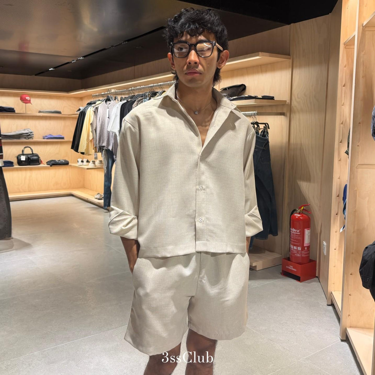 Linen Blend Boxy Shirt || One Set